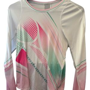 Lucky in Love White Long Sleeve Top with Pink & Mint Graphic
